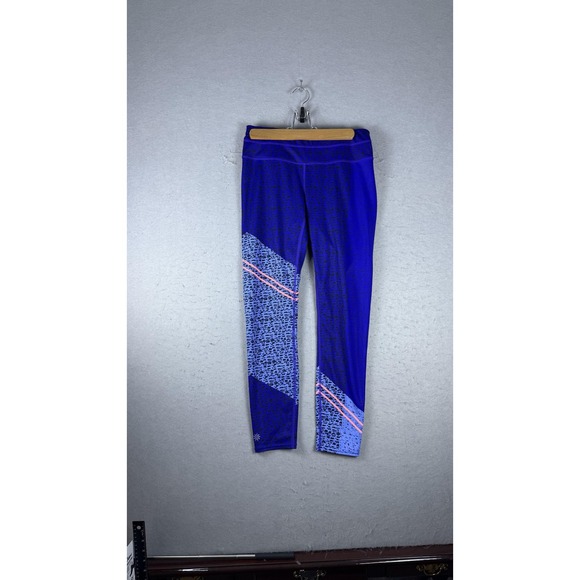 Athleta Leggings Womens Small Blue Purple Printed Colorblock Yoga Running Gym - Picture 1 of 11